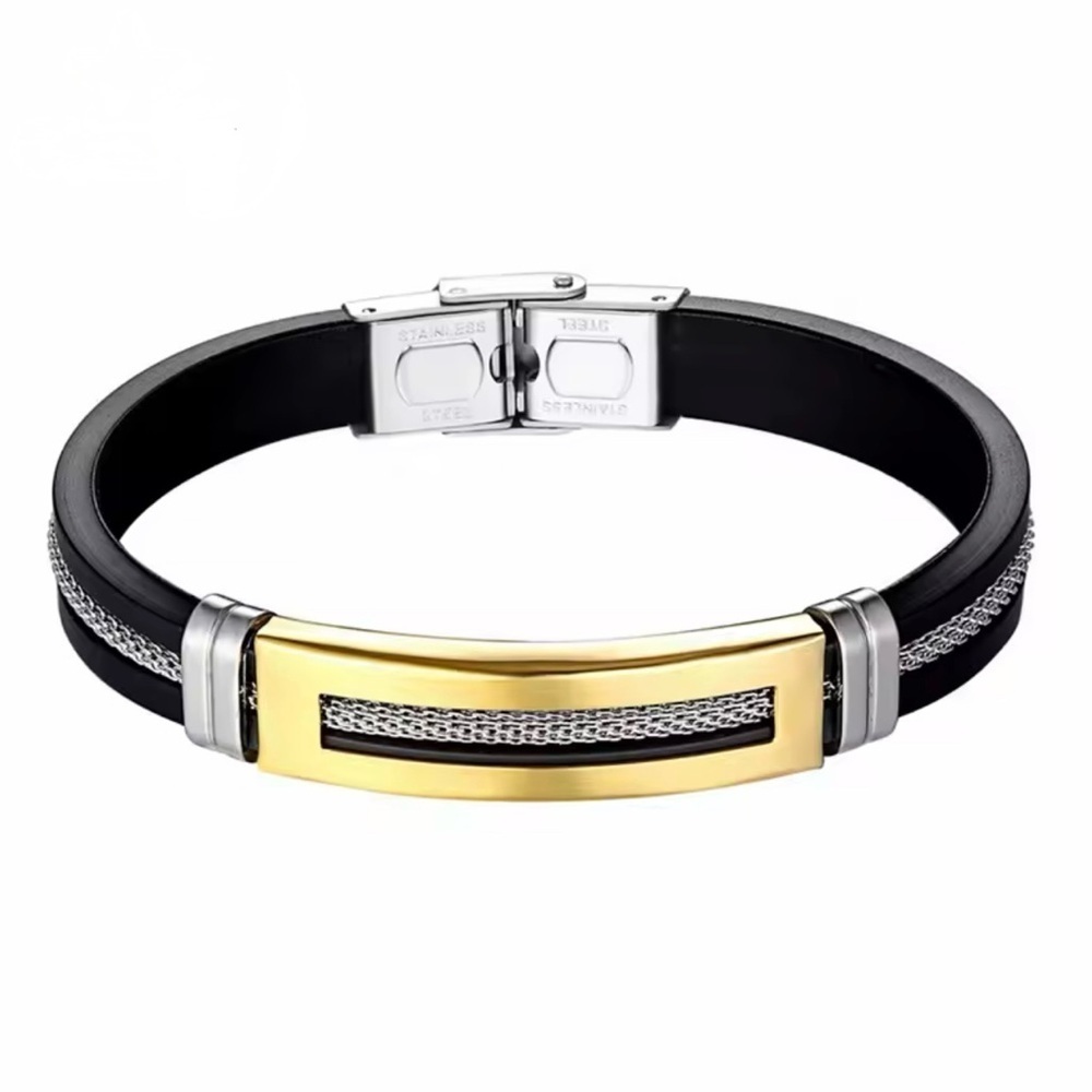 Elegant Black Gold Men's Bracelet - Picture 4 of 6